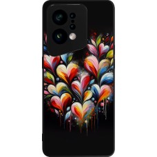 Coque OPPO Find X5 - Silicone rigide noir Valentine 2024 Coeur Noir Abstrait