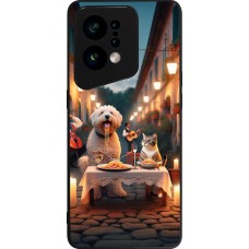 Coque OPPO Find X5 - Silicone rigide noir Valentine 2024 Dog & Cat Candlelight