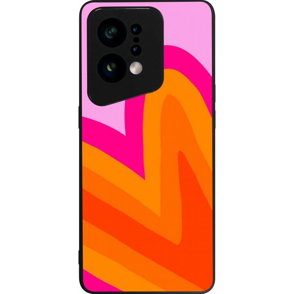 Coque OPPO Find X5 - Silicone rigide noir Valentine 2024 heart gradient