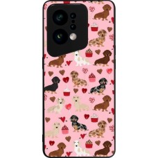 Coque OPPO Find X5 - Silicone rigide noir Valentine 2024 puppy love