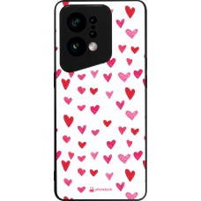 Coque OPPO Find X5 - Silicone rigide noir Valentine 2022 Many pink hearts