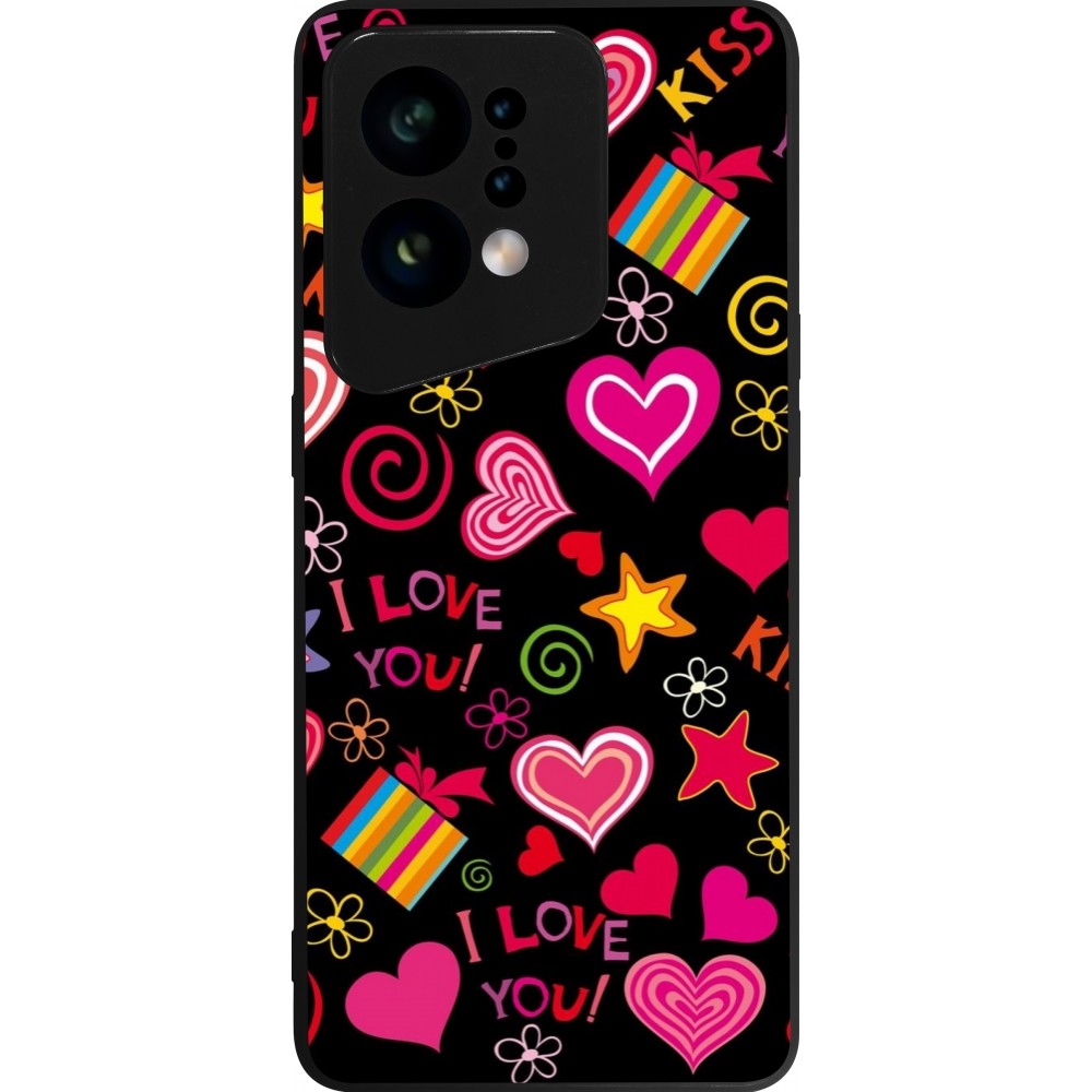 Coque OPPO Find X5 - Silicone rigide noir Valentine 2023 love symbols