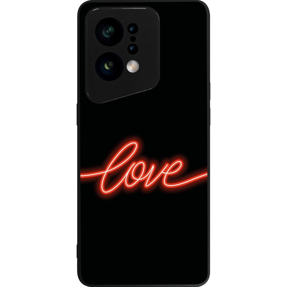 Coque OPPO Find X5 - Silicone rigide noir Valentine 2023 neon love