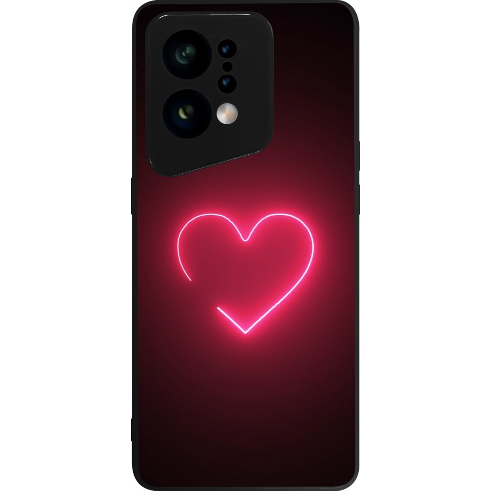 Coque OPPO Find X5 - Silicone rigide noir Valentine 2023 single neon heart