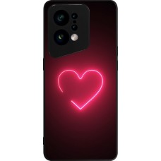 Coque OPPO Find X5 - Silicone rigide noir Valentine 2023 single neon heart