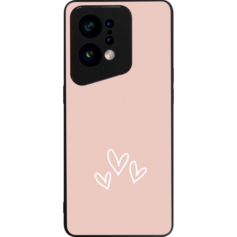 Coque OPPO Find X5 - Silicone rigide noir Valentine 2023 three minimalist hearts