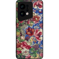 Coque OPPO Find X5 - Silicone rigide noir Vintage Art Flowers