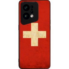 Coque OPPO Find X5 - Silicone rigide noir Vintage Flag SWISS