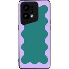 Coque OPPO Find X5 - Silicone rigide noir Wavy Rectangle Green Purple