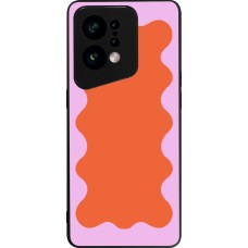 Coque OPPO Find X5 - Silicone rigide noir Wavy Rectangle Orange Pink