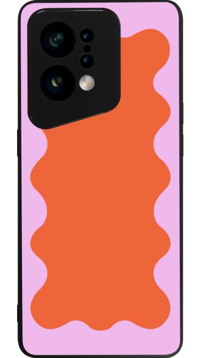 OPPO Find X5 Case Hülle - Silikon schwarz Wavy Rectangle Orange Pink