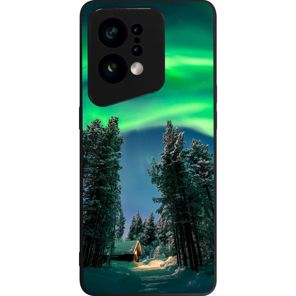 Coque OPPO Find X5 - Silicone rigide noir Winter 22 Northern Lights