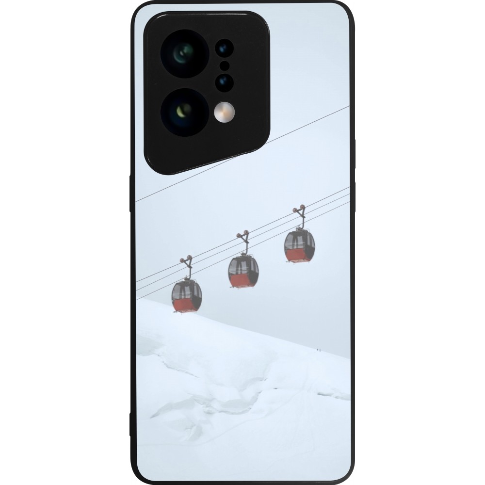 Coque OPPO Find X5 - Silicone rigide noir Winter 22 ski lift