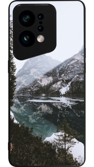 OPPO Find X5 Case Hülle - Silikon schwarz Winter 22 snowy mountain and lake