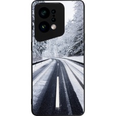 Coque OPPO Find X5 - Silicone rigide noir Winter 22 Snowy Road