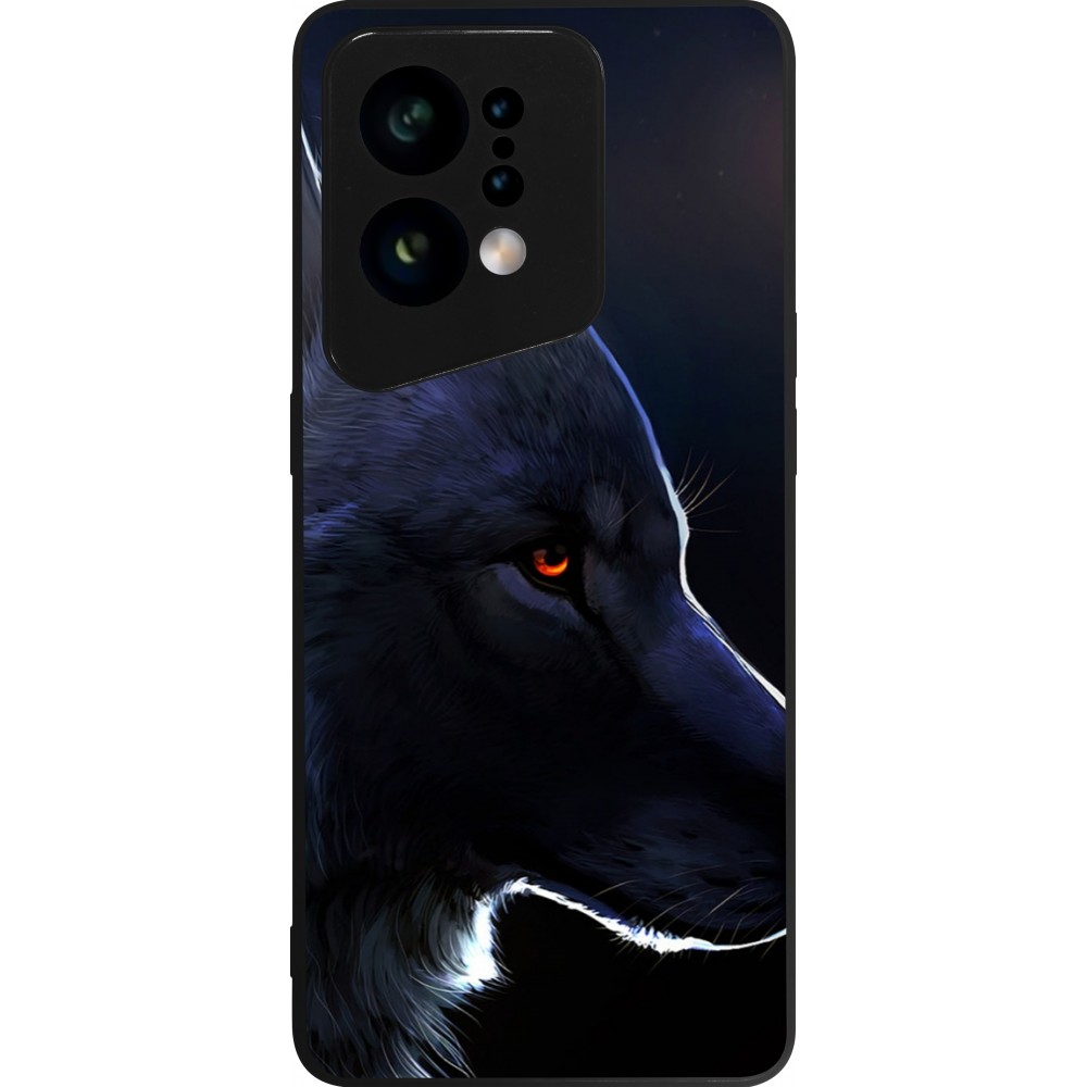 Coque OPPO Find X5 - Silicone rigide noir Wolf Shape