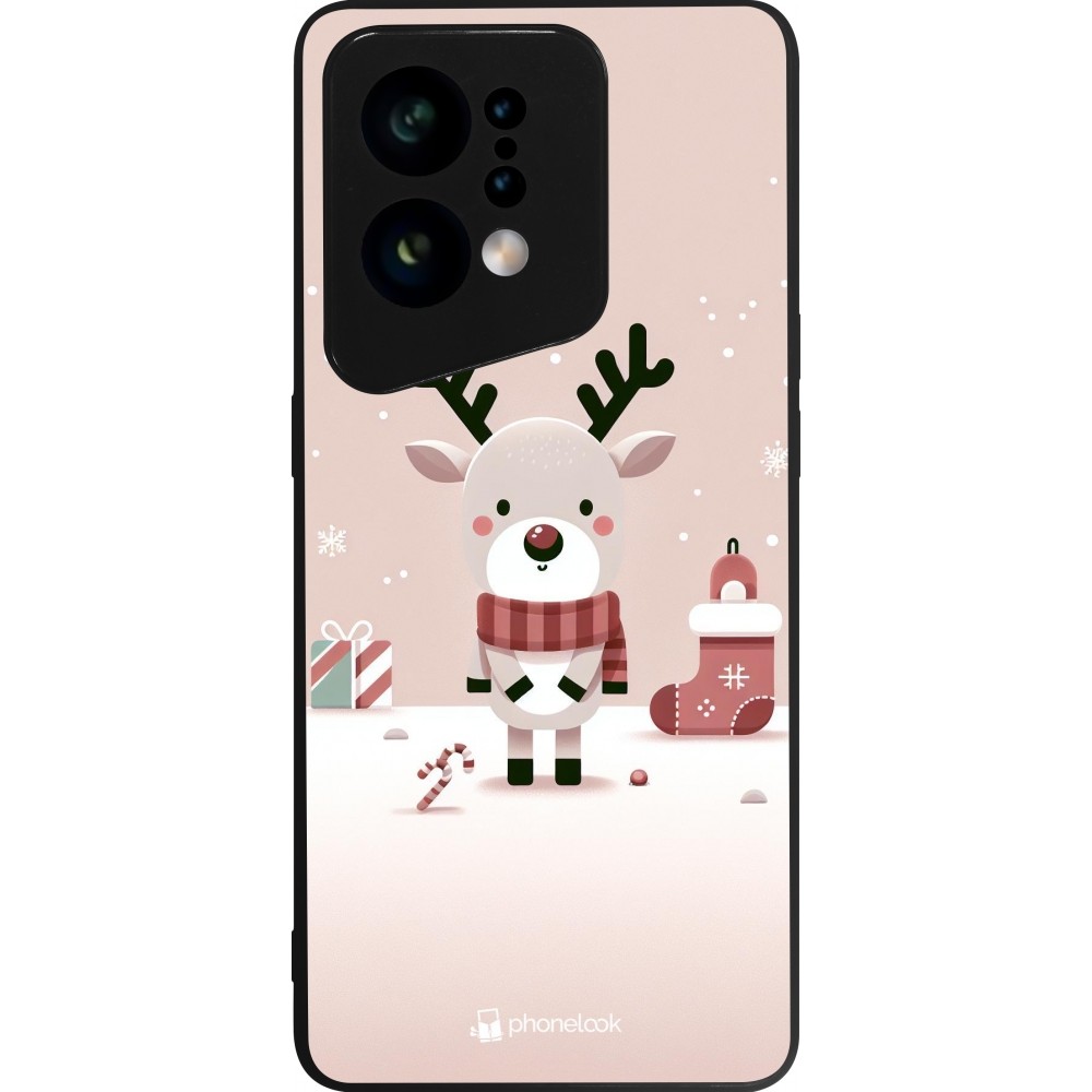 Coque OPPO Find X5 - Silicone rigide noir Noël 2023 Choupinette Renne