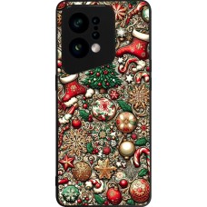 Coque OPPO Find X5 - Silicone rigide noir Noël 2023 micro pattern