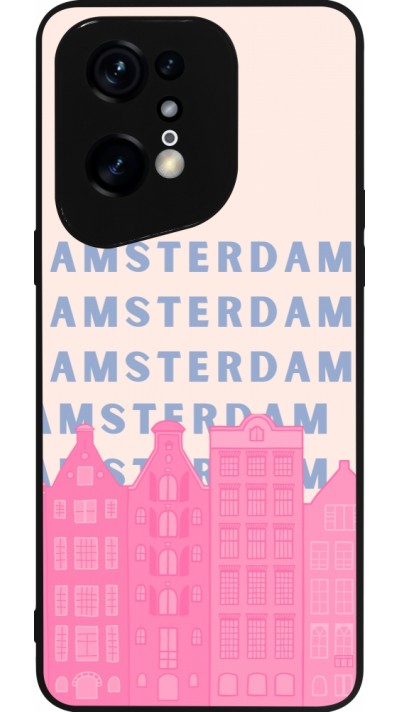 Coque OPPO Find X5 Pro - Silicone rigide noir Amsterdam Pink Print