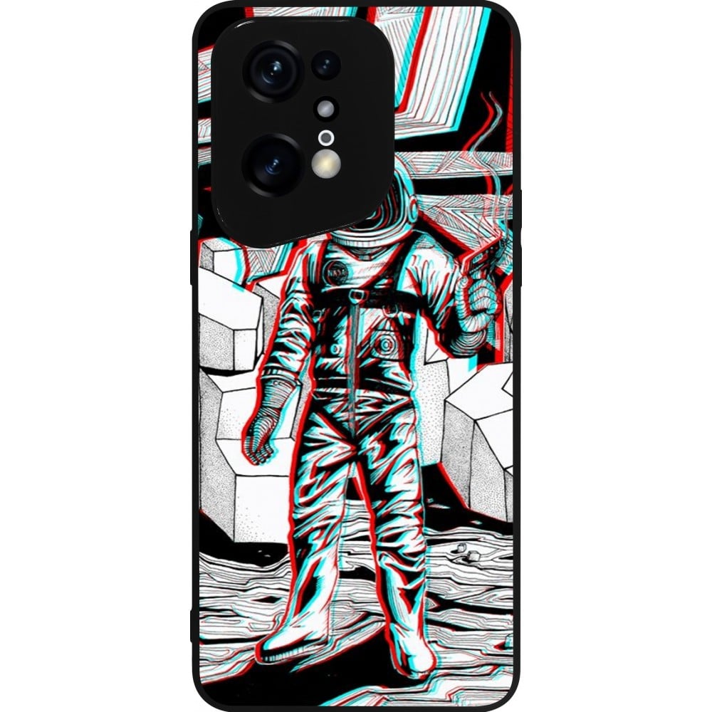 Coque OPPO Find X5 Pro - Silicone rigide noir Anaglyph Astronaut