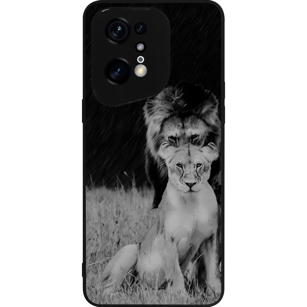 Coque OPPO Find X5 Pro - Silicone rigide noir Angry lions