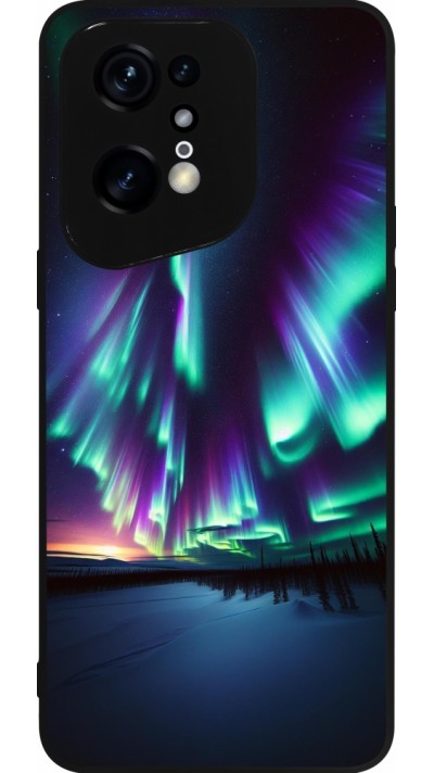 Coque OPPO Find X5 Pro - Silicone rigide noir Aurore Boréale Étincelante