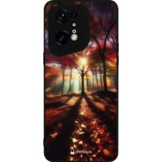 Coque OPPO Find X5 Pro - Silicone rigide noir Automne doré glare