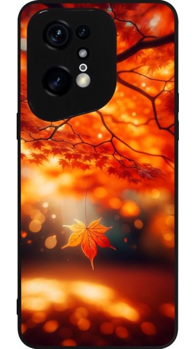 Coque OPPO Find X5 Pro - Silicone rigide noir Automne Magique Orange