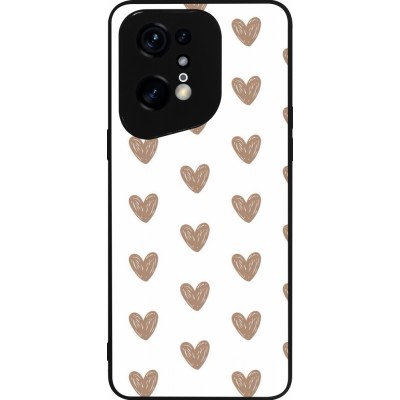 Coque OPPO Find X5 Pro - Silicone rigide noir Autumn 2024 brown hearts