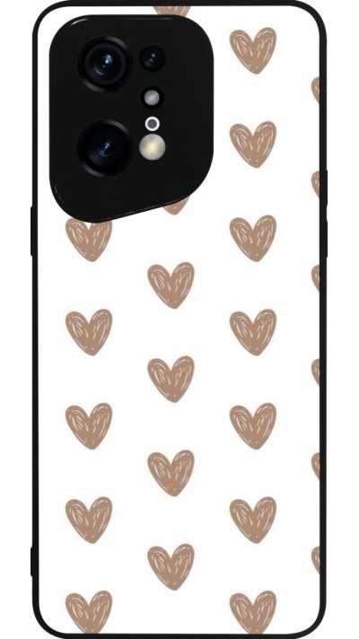 Coque OPPO Find X5 Pro - Silicone rigide noir Autumn 2024 brown hearts