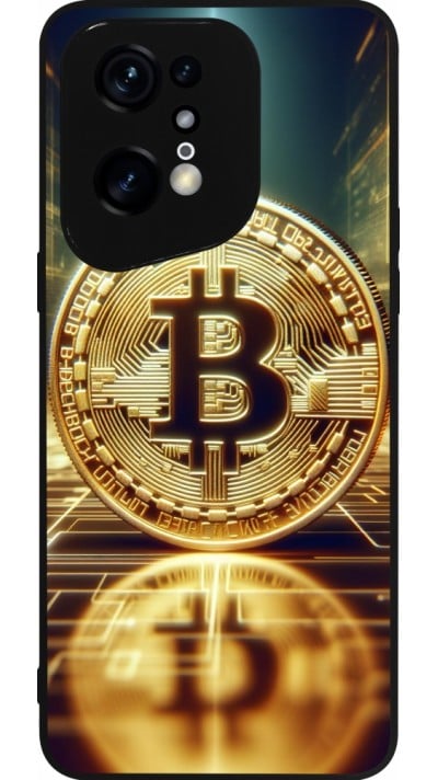 Coque OPPO Find X5 Pro - Silicone rigide noir Bitcoin Standing