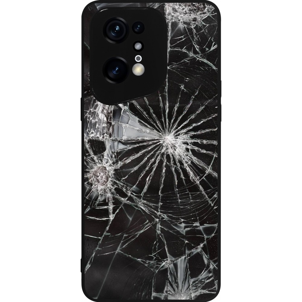 Coque OPPO Find X5 Pro - Silicone rigide noir Broken Screen