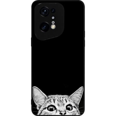 Coque OPPO Find X5 Pro - Silicone rigide noir Cat Looking Up Black