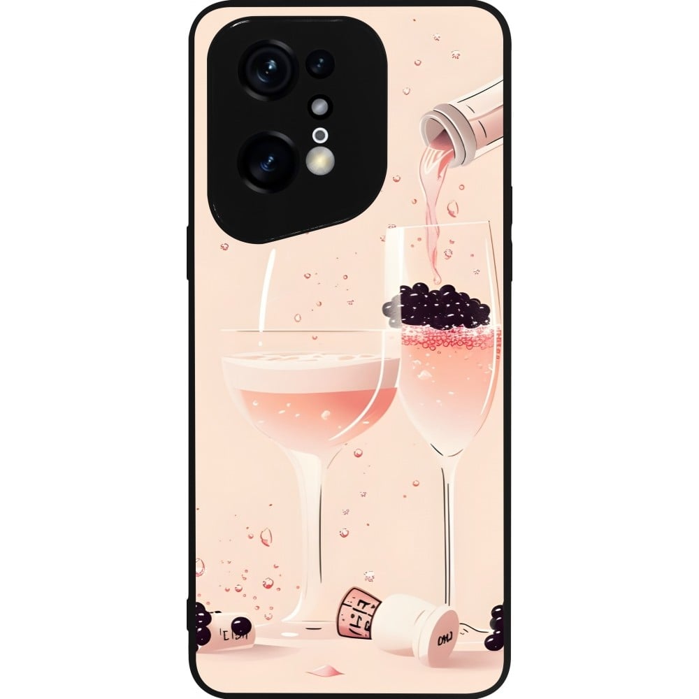 Coque OPPO Find X5 Pro - Silicone rigide noir Champagne Pouring Pink