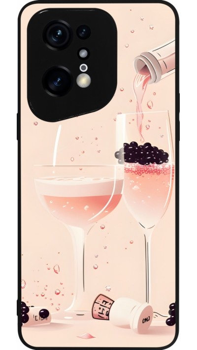 Coque OPPO Find X5 Pro - Silicone rigide noir Champagne Pouring Pink