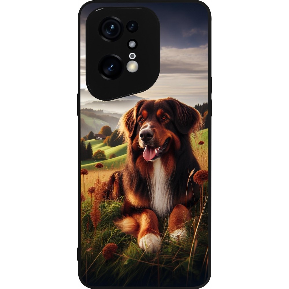 Coque OPPO Find X5 Pro - Silicone rigide noir Chien Campagne Suisse