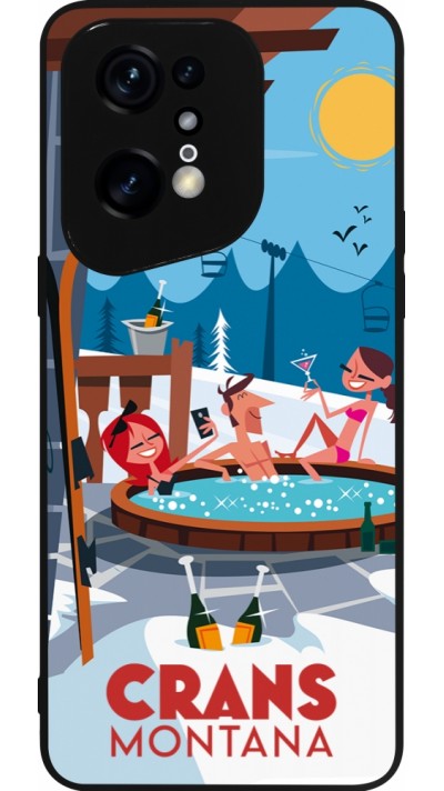 Coque OPPO Find X5 Pro - Silicone rigide noir Crans-Montana Mountain Jacuzzi