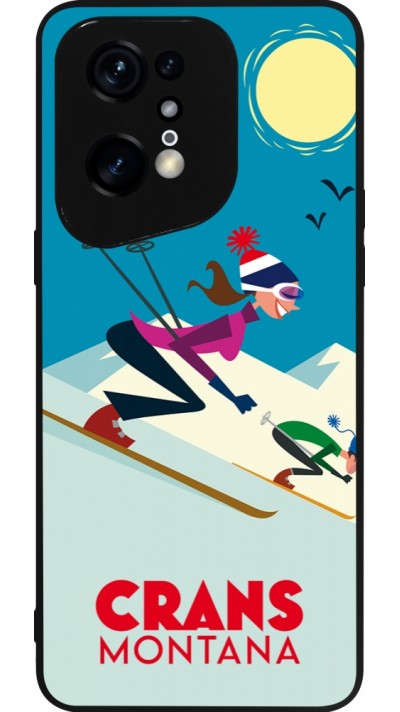 Coque OPPO Find X5 Pro - Silicone rigide noir Crans-Montana Ski Downhill