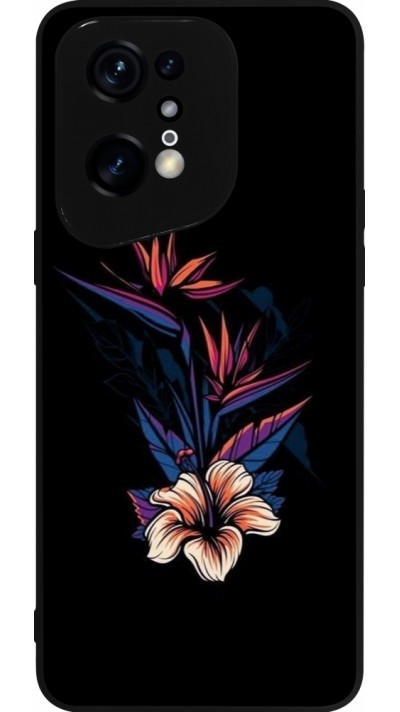 Coque OPPO Find X5 Pro - Silicone rigide noir Dark Flowers