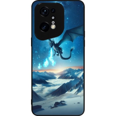 Coque OPPO Find X5 Pro - Silicone rigide noir Dragon nocturne montagne