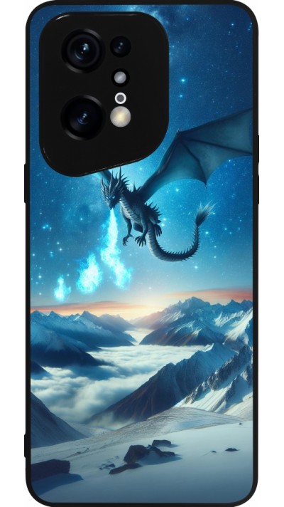 Coque OPPO Find X5 Pro - Silicone rigide noir Dragon nocturne montagne