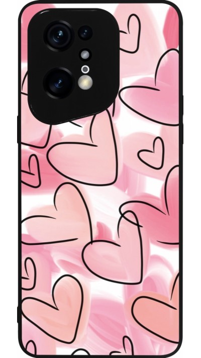 Coque OPPO Find X5 Pro - Silicone rigide noir Easter 2023 pink hearts