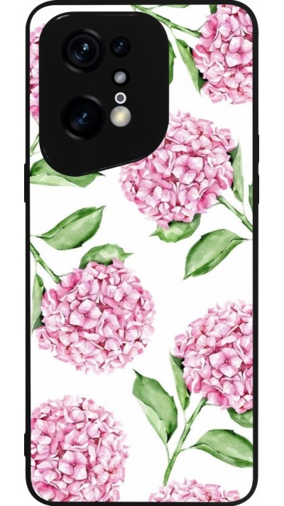 Coque OPPO Find X5 Pro - Silicone rigide noir Easter 2024 pink flowers