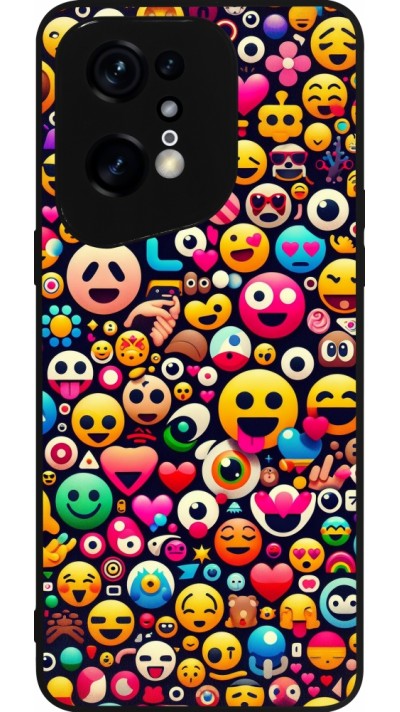 Coque OPPO Find X5 Pro - Silicone rigide noir Emoji Mix Color