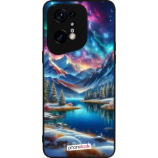 Coque OPPO Find X5 Pro - Silicone rigide noir Fantasy Mountain Lake Sky Stars