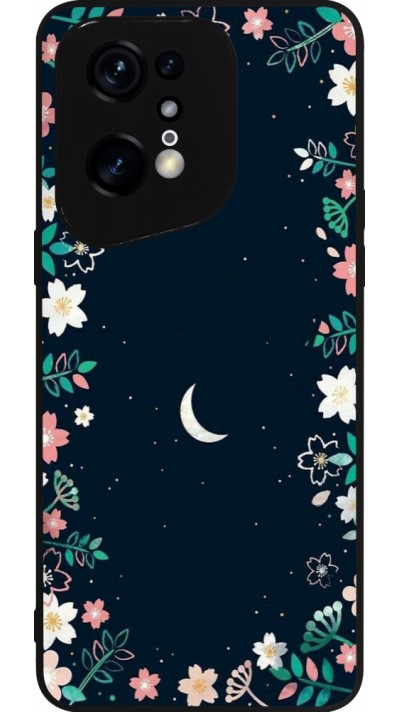 Coque OPPO Find X5 Pro - Silicone rigide noir Flowers space