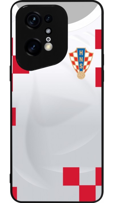 Coque OPPO Find X5 Pro - Silicone rigide noir Maillot de football Croatie 2022 personnalisable