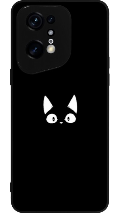 Coque OPPO Find X5 Pro - Silicone rigide noir Funny cat on black