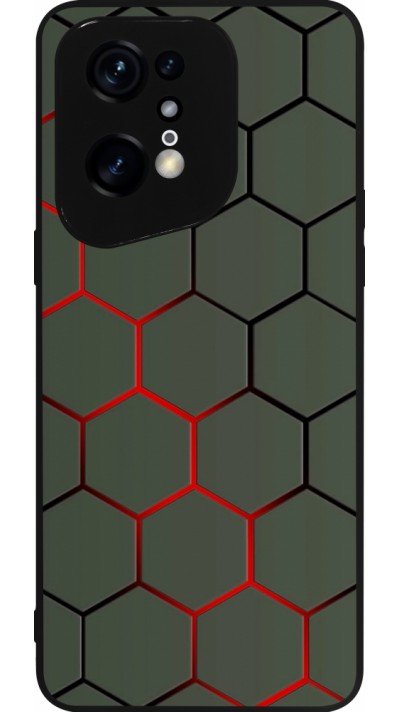 Coque OPPO Find X5 Pro - Silicone rigide noir Geometric Line red