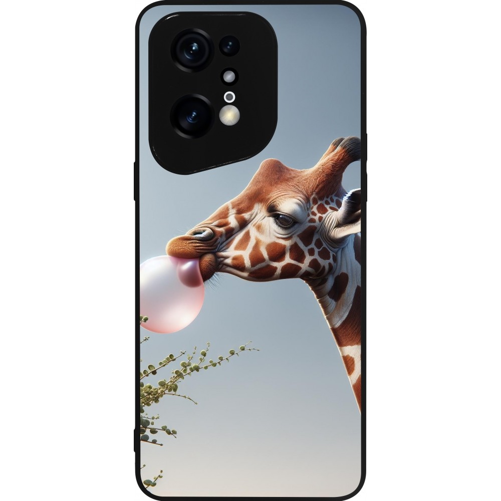 Coque OPPO Find X5 Pro - Silicone rigide noir Girafe à bulle